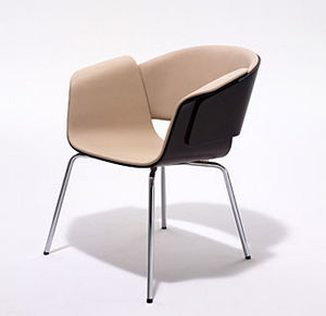 contemporary visitor chair / fabric / steel / wooden