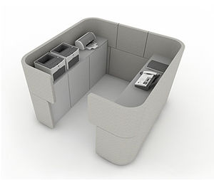 floor-mounted office divider / fabric / soundproofed