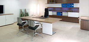 workstation desk / executive / aluminum / glass