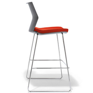 contemporary bar chair / water-resistant fabric / fabric / leather