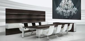contemporary conference table / wooden / aluminum / rectangular