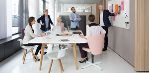 contemporary boardroom table / oak / solid wood / MDF