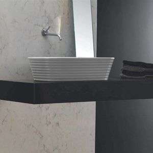 countertop washbasin / rectangular / ceramic / contemporary