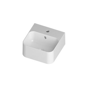 wall-mounted washbasin / square / ceramic / contemporary