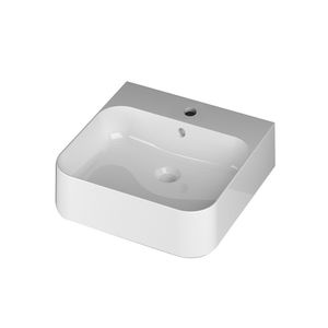 wall-mounted washbasin / square / ceramic / contemporary