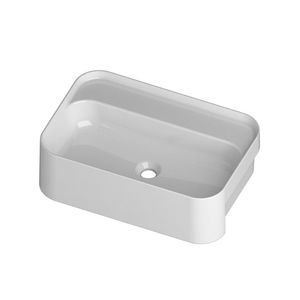 semi-recessed washbasin / rectangular / ceramic / contemporary