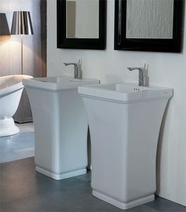 free-standing washbasin / rectangular / ceramic / contemporary