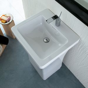 free-standing washbasin / rectangular / ceramic / contemporary