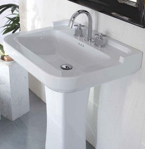 free-standing washbasin / rectangular / ceramic / contemporary