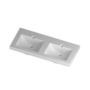 double washbasin / wall-mounted / rectangular / ceramic