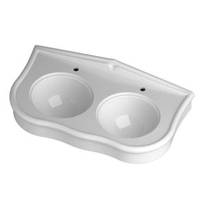 double washbasin / wall-mounted / round / ceramic