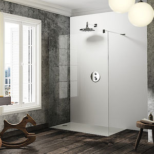 walk-in shower / glass / commercial / rectangular