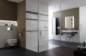 walk-in shower / glass / rectangular