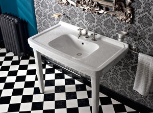 free-standing washbasin / rectangular / ceramic / traditional