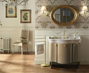 free-standing washbasin cabinet / ceramic / traditional