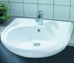 semi-recessed washbasin / oval / ceramic / contemporary