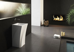 free-standing washbasin / rectangular / ceramic / original design