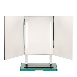 table bathroom mirror / illuminated / unique design / rectangular