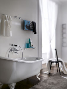 shower double-handle mixer tap / for bathtubs / wall-mounted / stainless steel