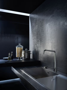 chrome-plated brass mixer tap / thermostatic / kitchen / 1-hole