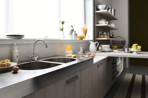 chrome-plated brass double-handle mixer tap / kitchen / 1-hole / swivel spout