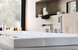 bathtub double-handle mixer tap / chrome-plated brass / for bathrooms / 4-hole