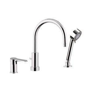 bathtub mixer tap / built-in / chromed metal / chrome-plated brass