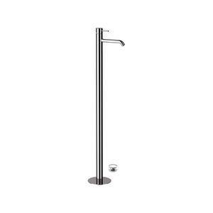 washbasin mixer tap / floor-mounted / chrome-plated brass / bathroom