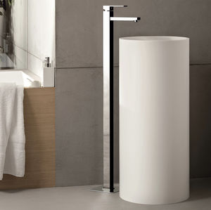 washbasin mixer tap / floor-mounted / chrome-plated brass / bathroom