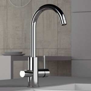 chrome-plated brass mixer tap / kitchen / 1-hole / swivel spout