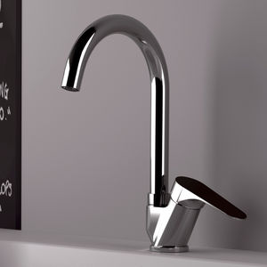 chrome-plated brass mixer tap / kitchen / 1-hole / swivel spout