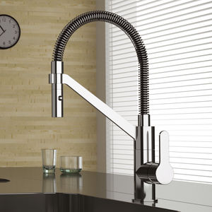 chrome-plated brass mixer tap / kitchen / 1-hole / swivel spout