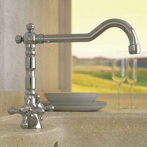 free-standing double-handle mixer tap / chrome-plated brass / kitchen / 1-hole
