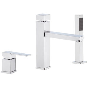 shower mixer tap / bathtub / chromed metal / chrome-plated brass