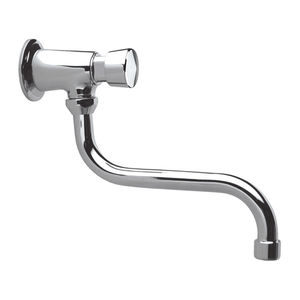 washbasin single tap / wall-mounted / metal / self-closing