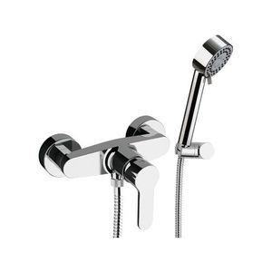 shower mixer tap / wall-mounted / chromed metal / chrome-plated brass