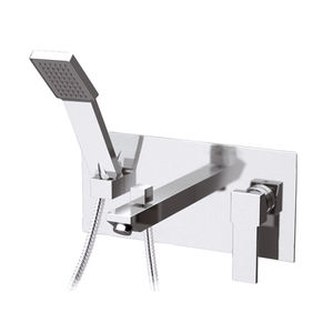 bathtub mixer tap / wall-mounted / chromed metal / bathroom