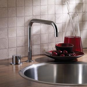 metal mixer tap / kitchen / 2-hole / swivel spout