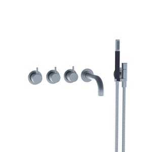 bathtub double-handle mixer tap / built-in / brass / stainless steel