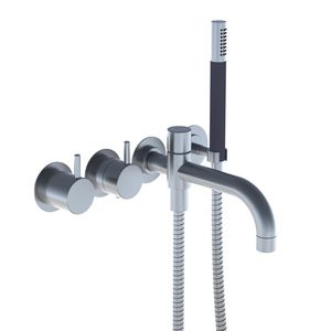 bathtub mixer tap / built-in / metal / thermostatic