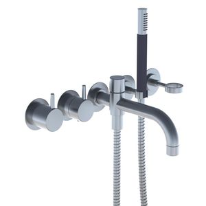 bathtub mixer tap / built-in / metal / thermostatic