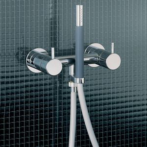 double-handle shower mixer tap / built-in / metal / bathroom