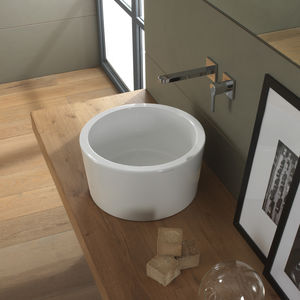 countertop washbasin / round / contemporary / commercial