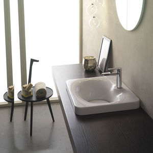 built-in washbasin / rectangular / ceramic / contemporary