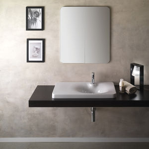 built-in washbasin / rectangular / ceramic / contemporary