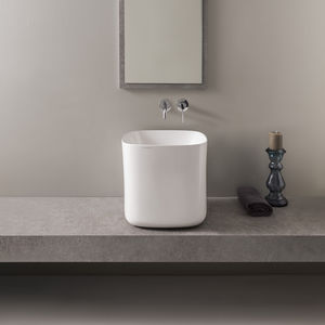 countertop washbasin / square / ceramic / contemporary