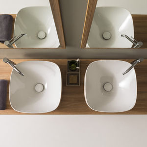 countertop washbasin / square / ceramic / contemporary
