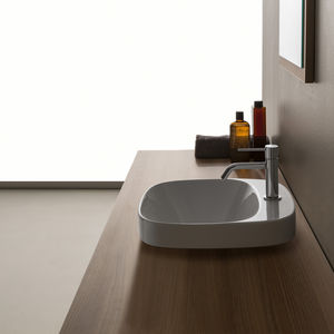 built-in washbasin / square / ceramic / contemporary