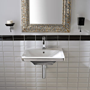 wall-mounted washbasin / rectangular / ceramic / contemporary