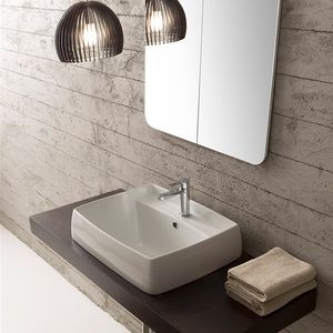 built-in washbasin / rectangular / ceramic / contemporary